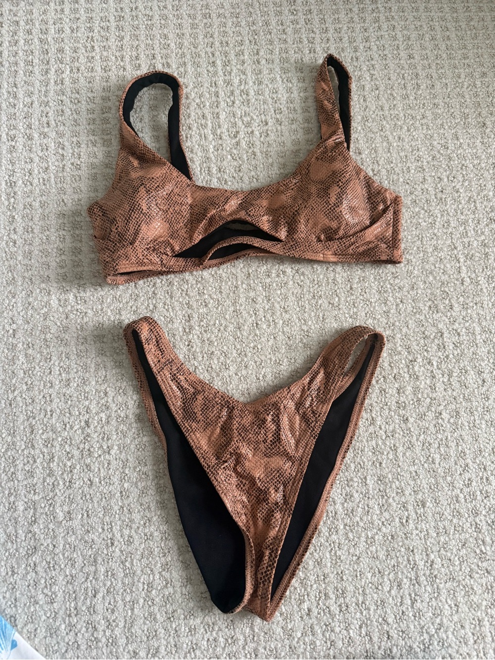Brown Snake-Print Bikini Set - Women's Swim